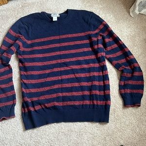 Jos.A.Bank Mens Navy & Red Striped Cotton Sweater  Size Large